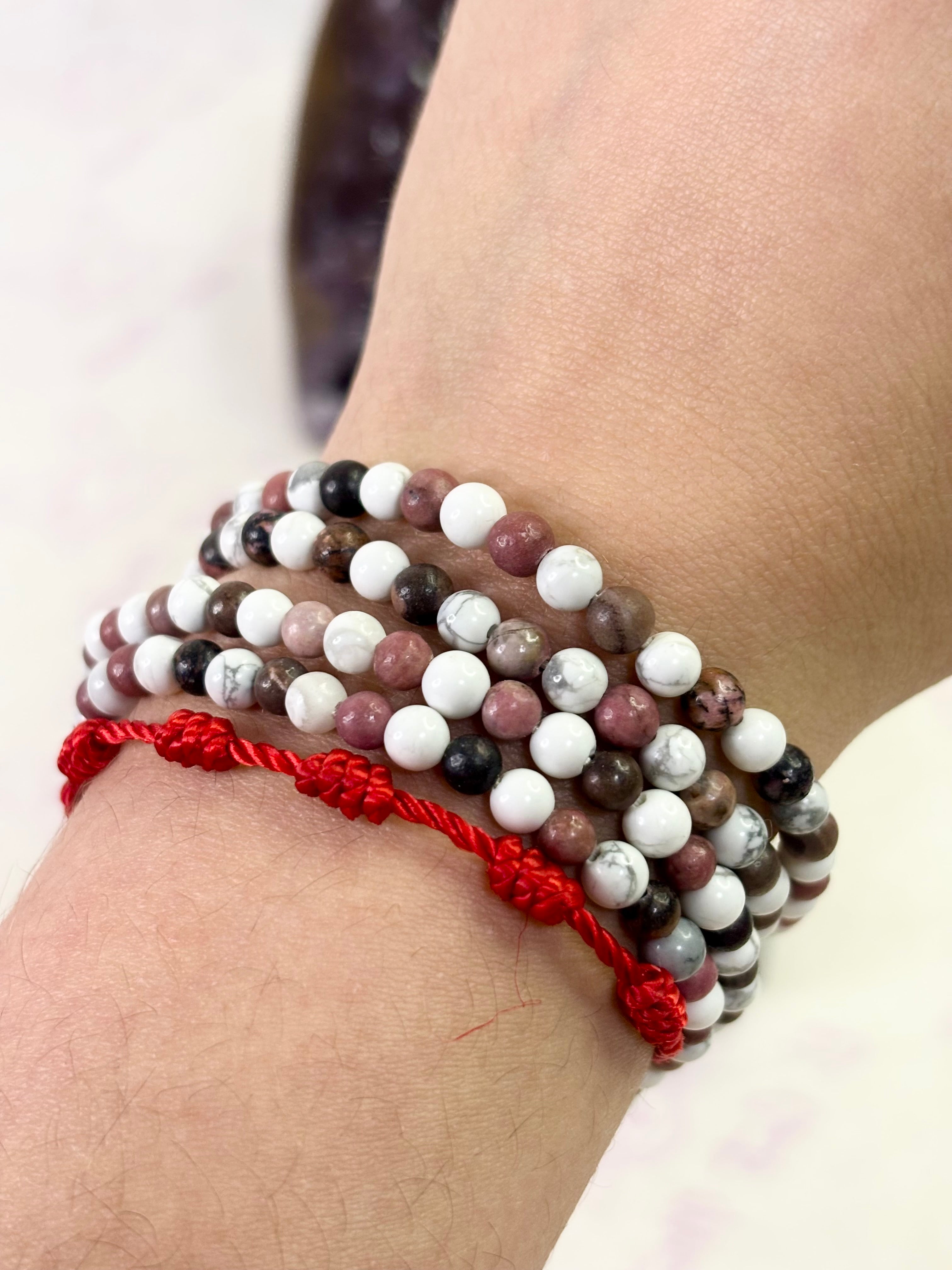Pulsera Howlite y Rodonita 4mm - Equilibrio emocional
