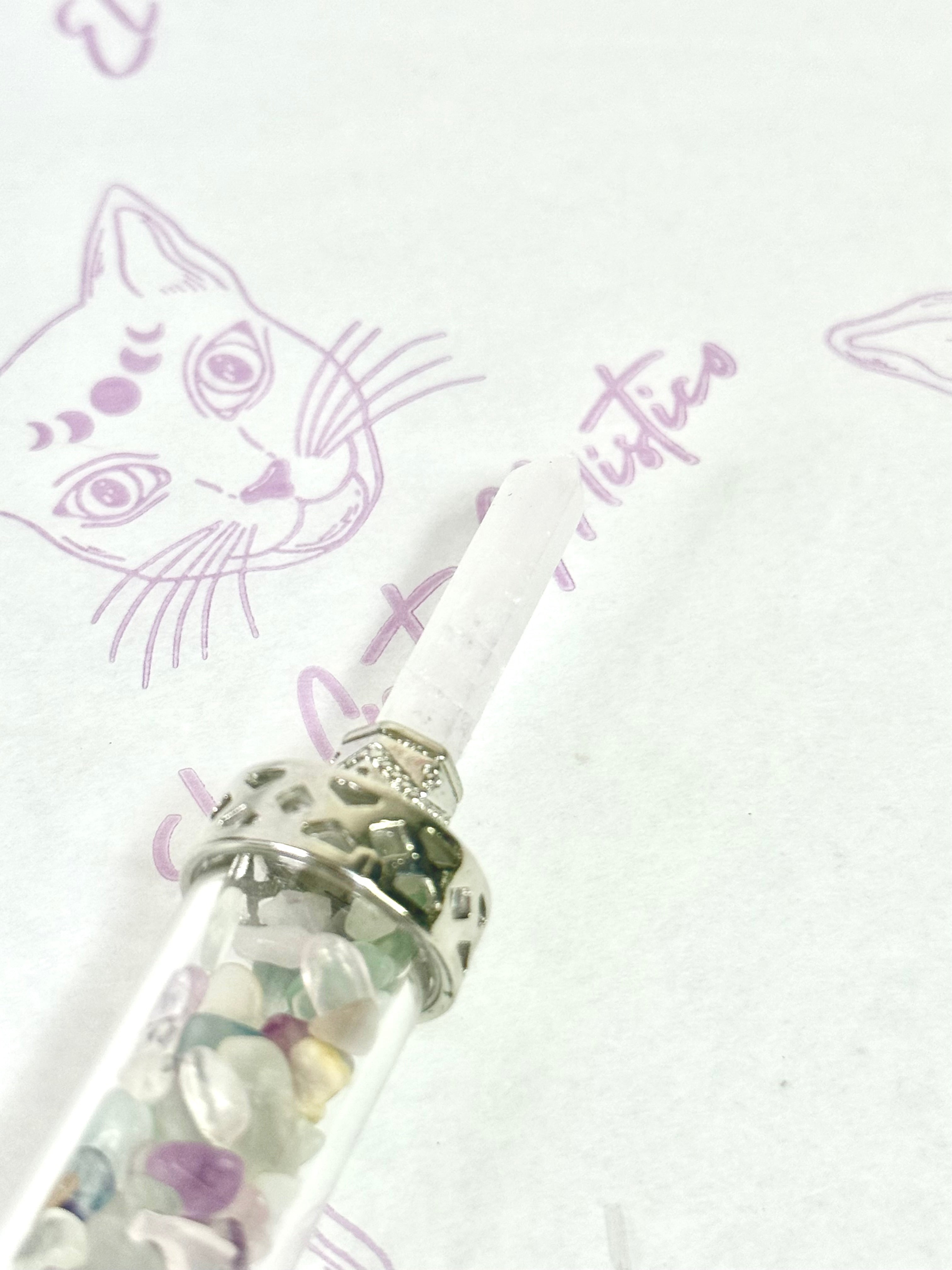 Varita de Poder Fluorita y Cuarzo Cristal