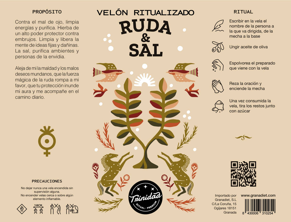 Velón Ritualizado Ruda y Sal | Limpieza y Protección
