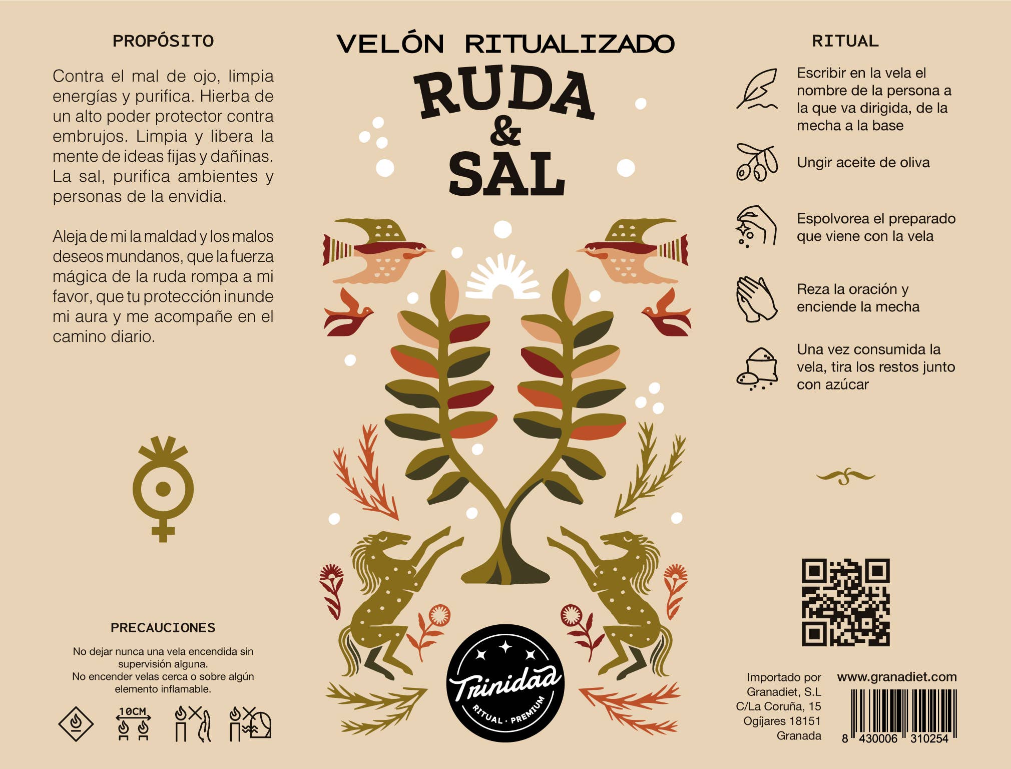 Velón Ritualizado Ruda y Sal | Limpieza y Protección