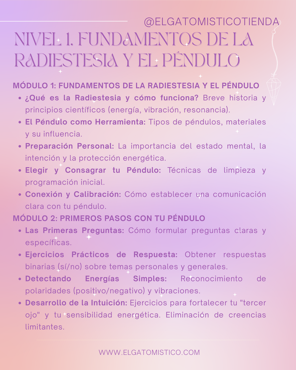 Curso de Péndulo - PLAZAS AGOTADAS - Próxima convocatoria Enero/Febrero