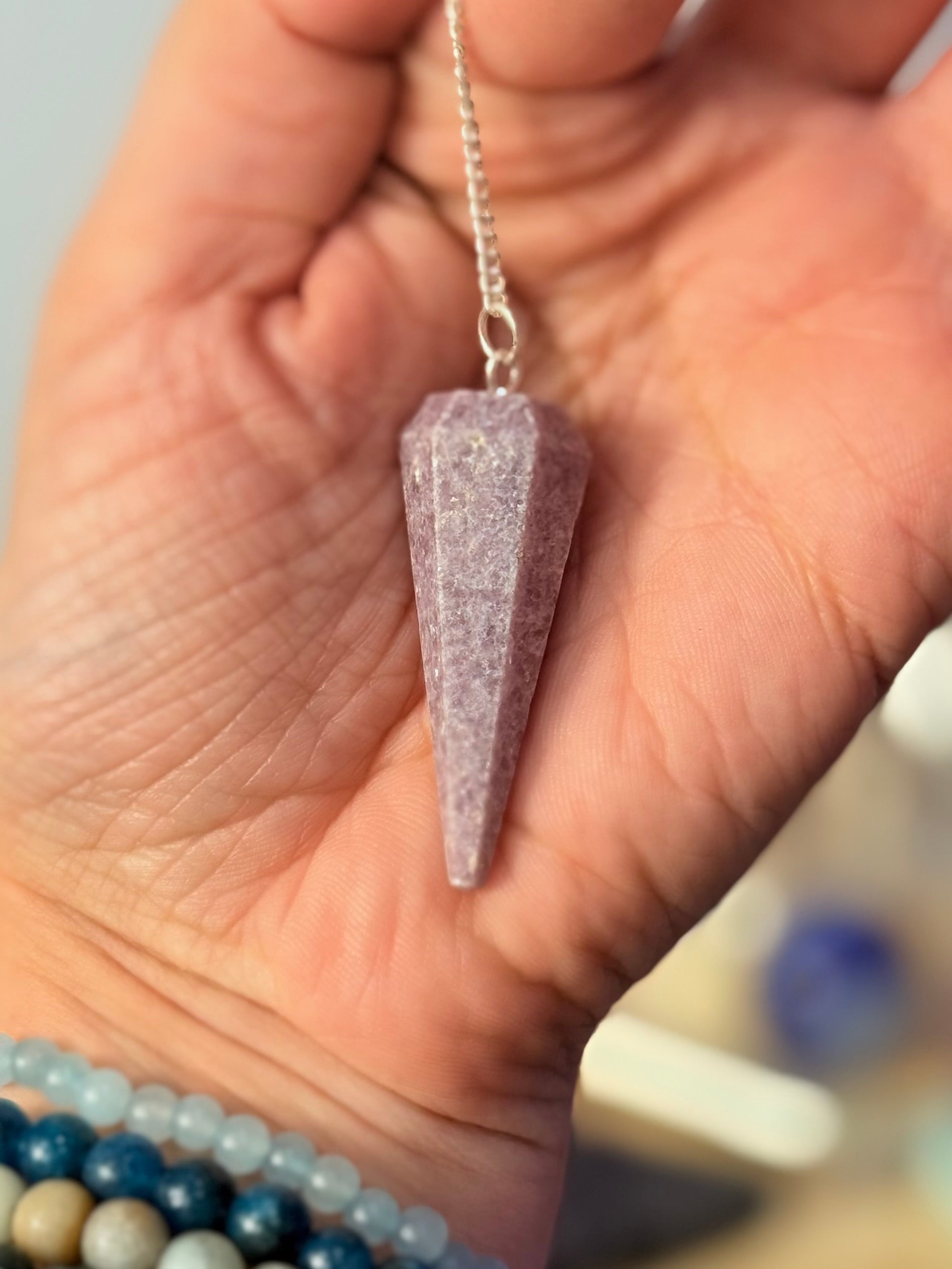 Péndulo facetado Lepidolita | Conexión y Calma Superior