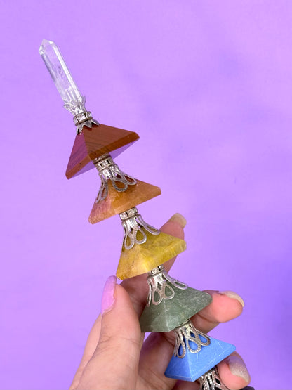 Varita de Canalizadora 7 Chakras y Cuarzo cristal | XL