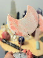 Luna de Ópalo Rosa calidad Extra con soporte zodiacal | Piedra del Corazón