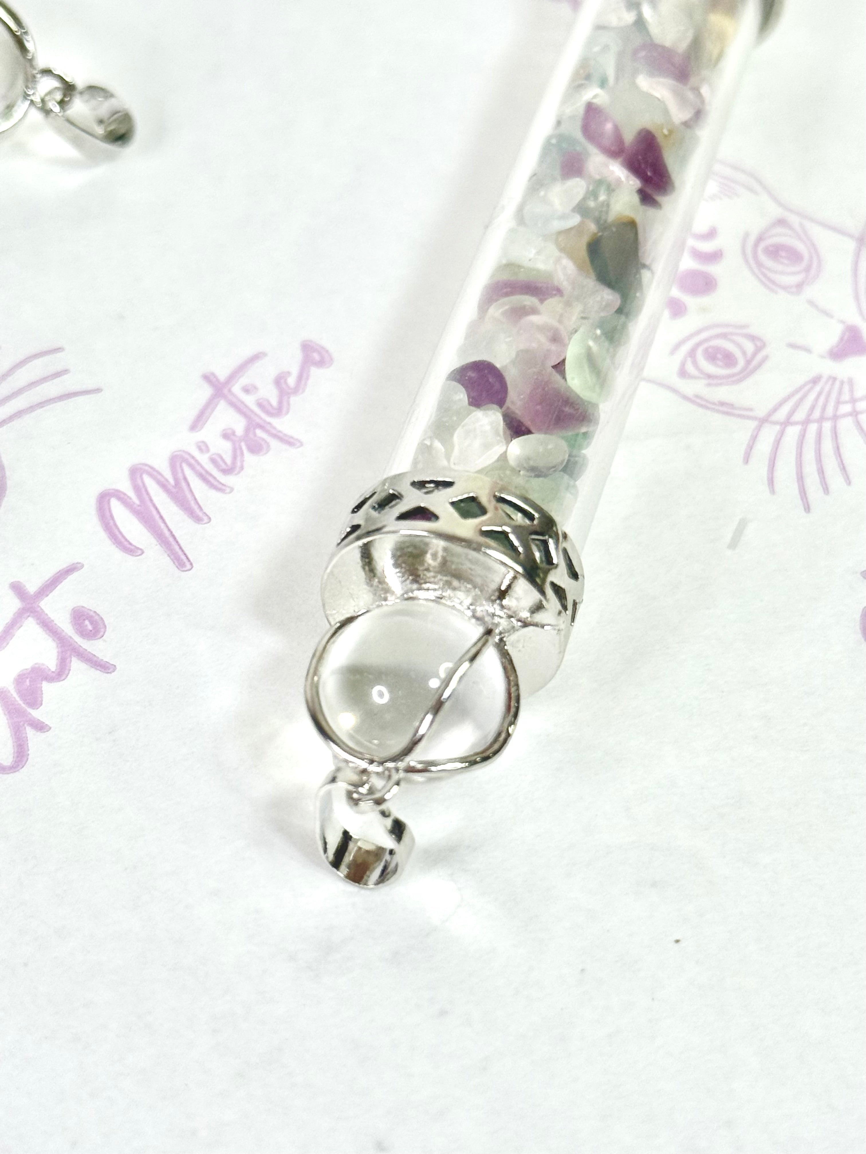 Varita de Poder Fluorita y Cuarzo Cristal