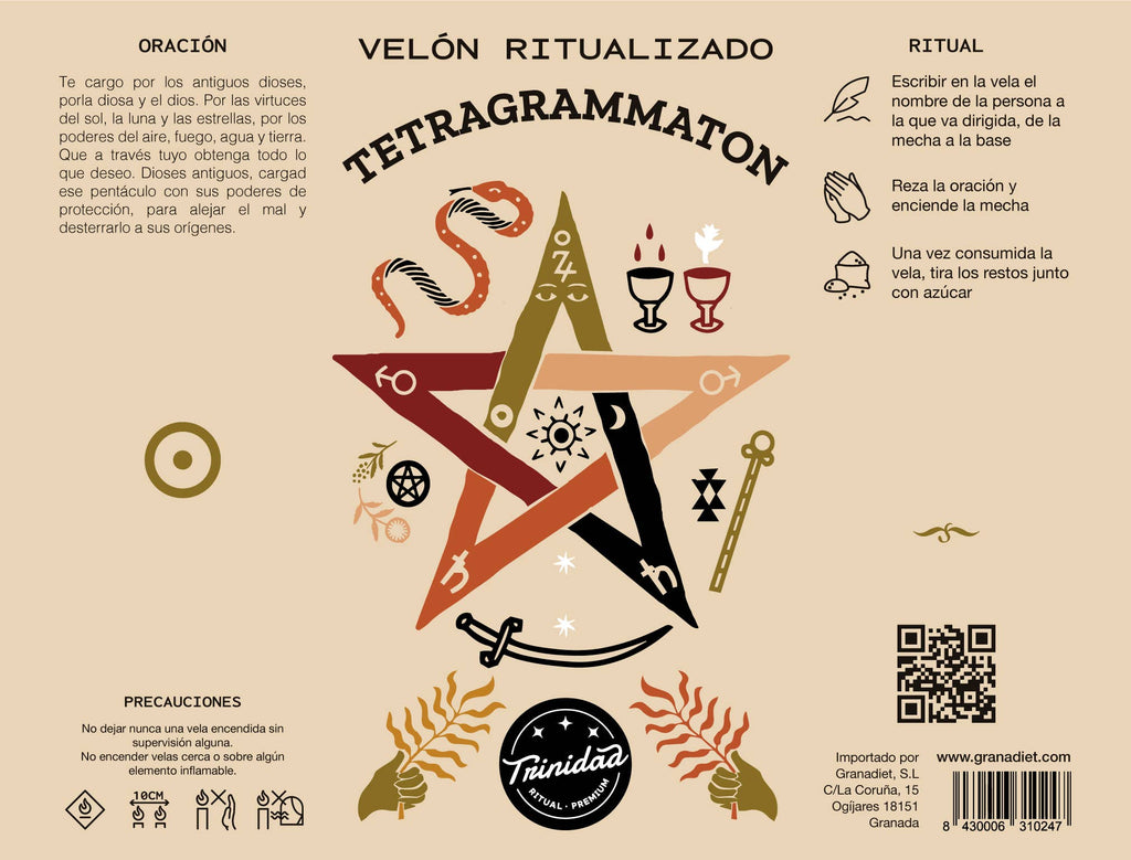 Velón Ritualizado Tetragrammaton | Protección y Poder Divino