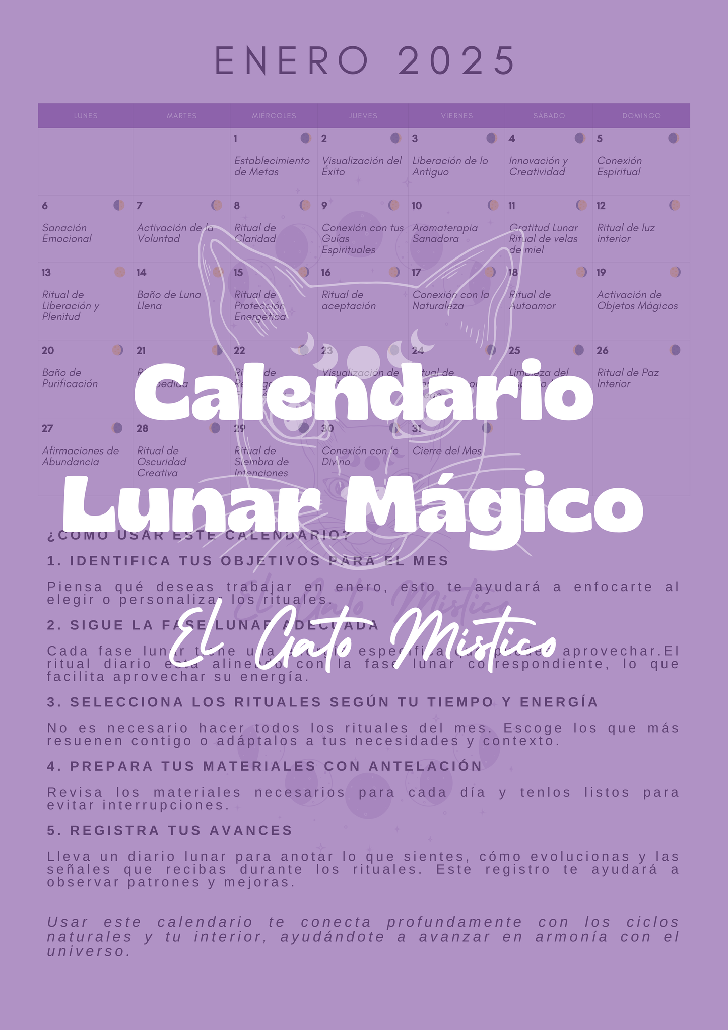 Calendario Lunar Mágico: Enero 2025 | PDF