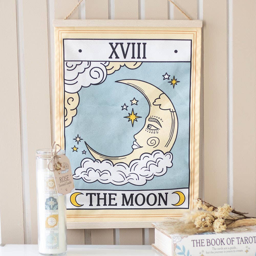 Tapiz de Pared de Carta de La Luna Tarot Vintage