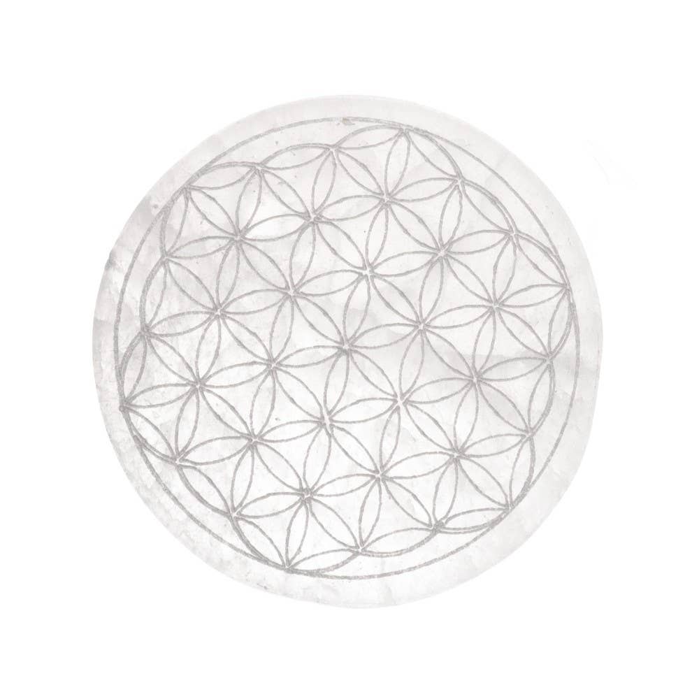 Placa de Selenita Flor de la Vida | Purificación y Armonía
