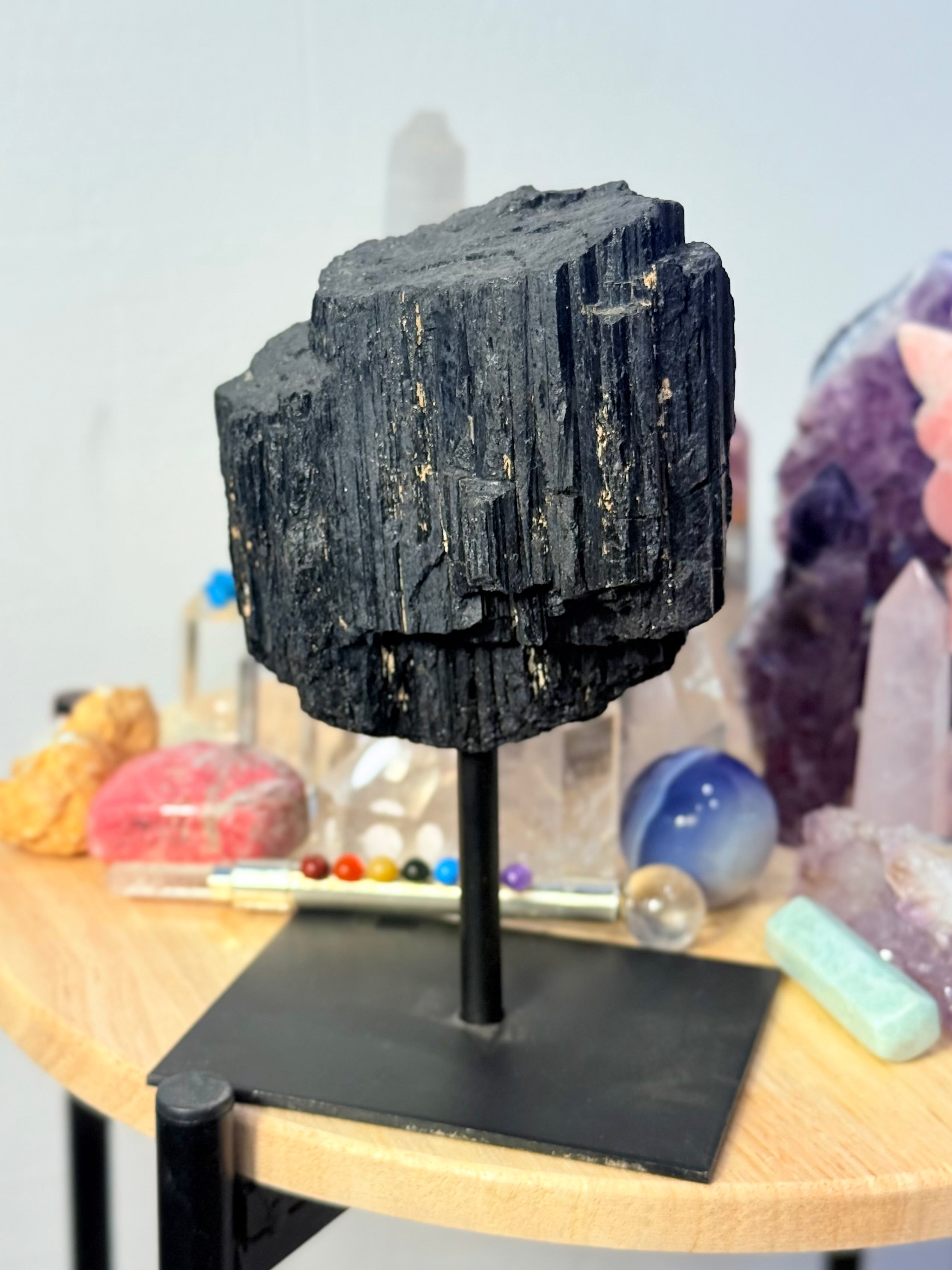 Turmalina Negra con Peana XL | Protección y Estabilidad Energética