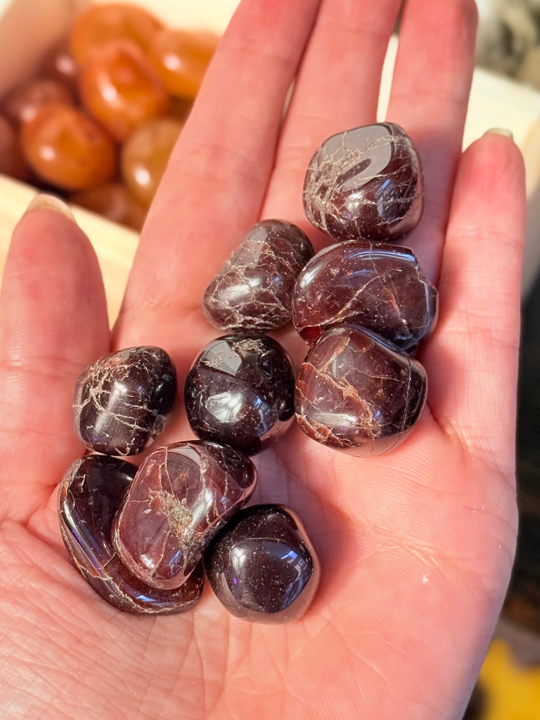 Cantos rodados de Granate | Pequeños | Vitalidad, Protección y Enraizamiento