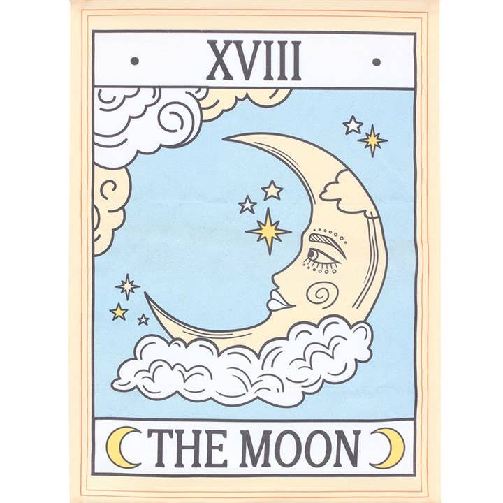 Tapiz de Pared de Carta de La Luna Tarot Vintage