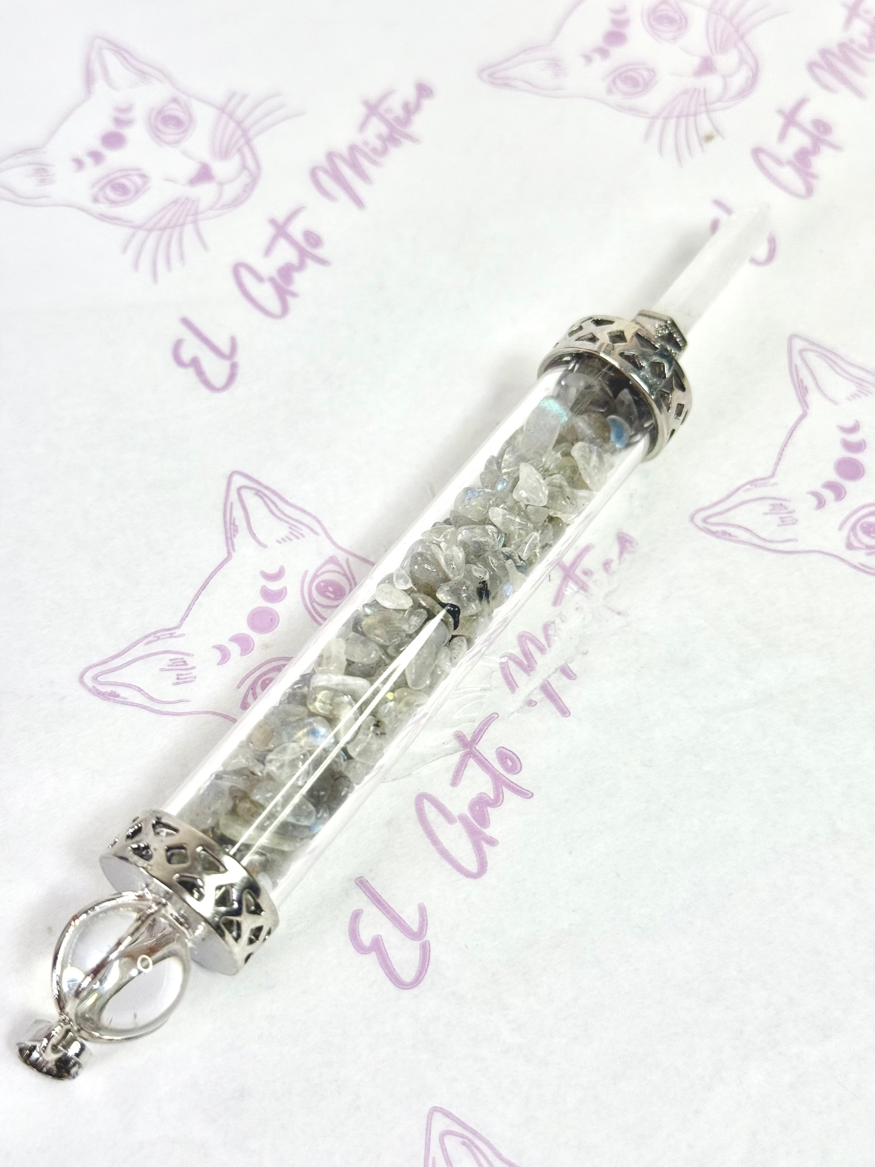 Varita de poder Labradorita y Cuarzo Cristal