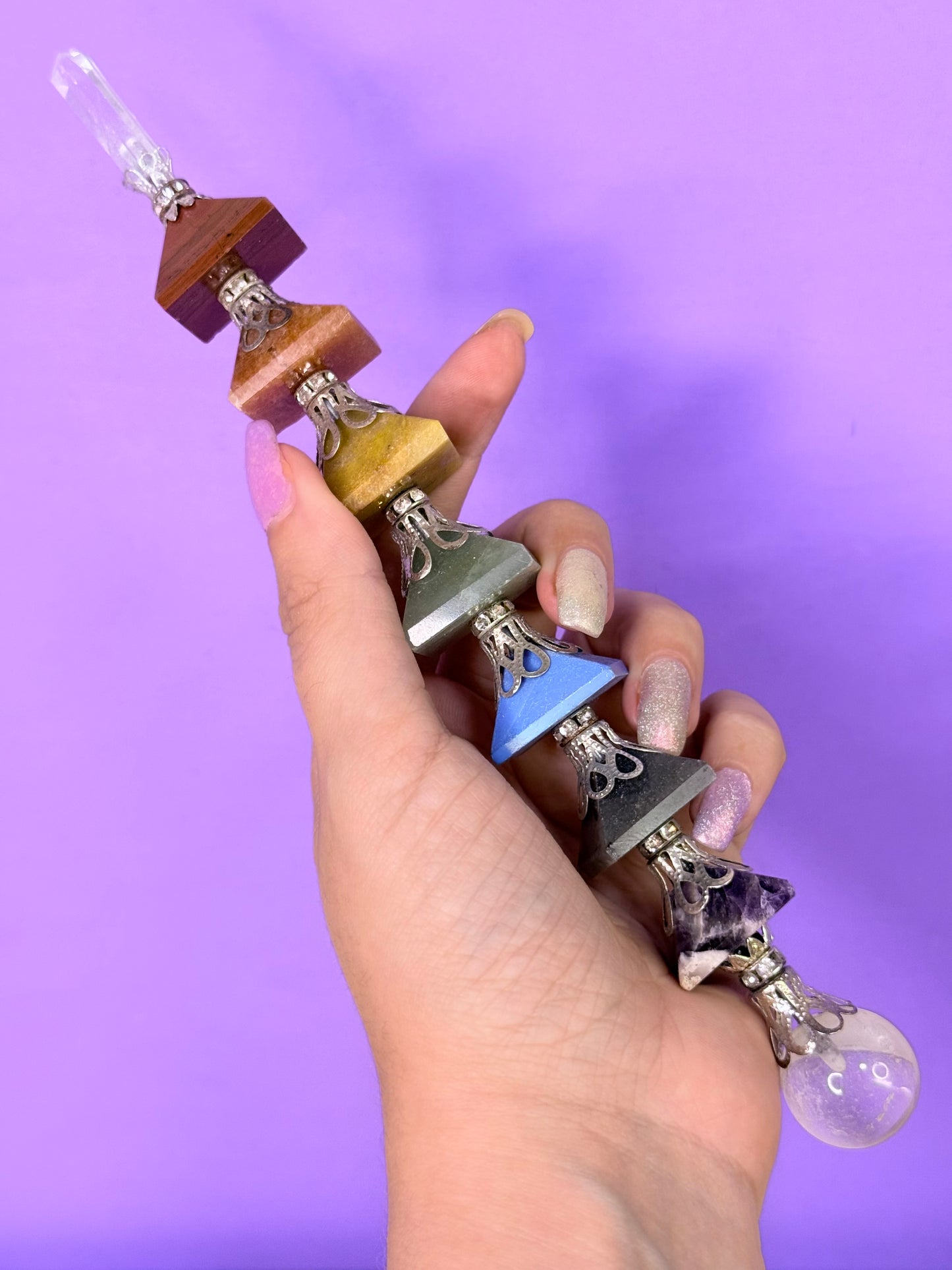 Varita de Canalizadora 7 Chakras y Cuarzo cristal | XL