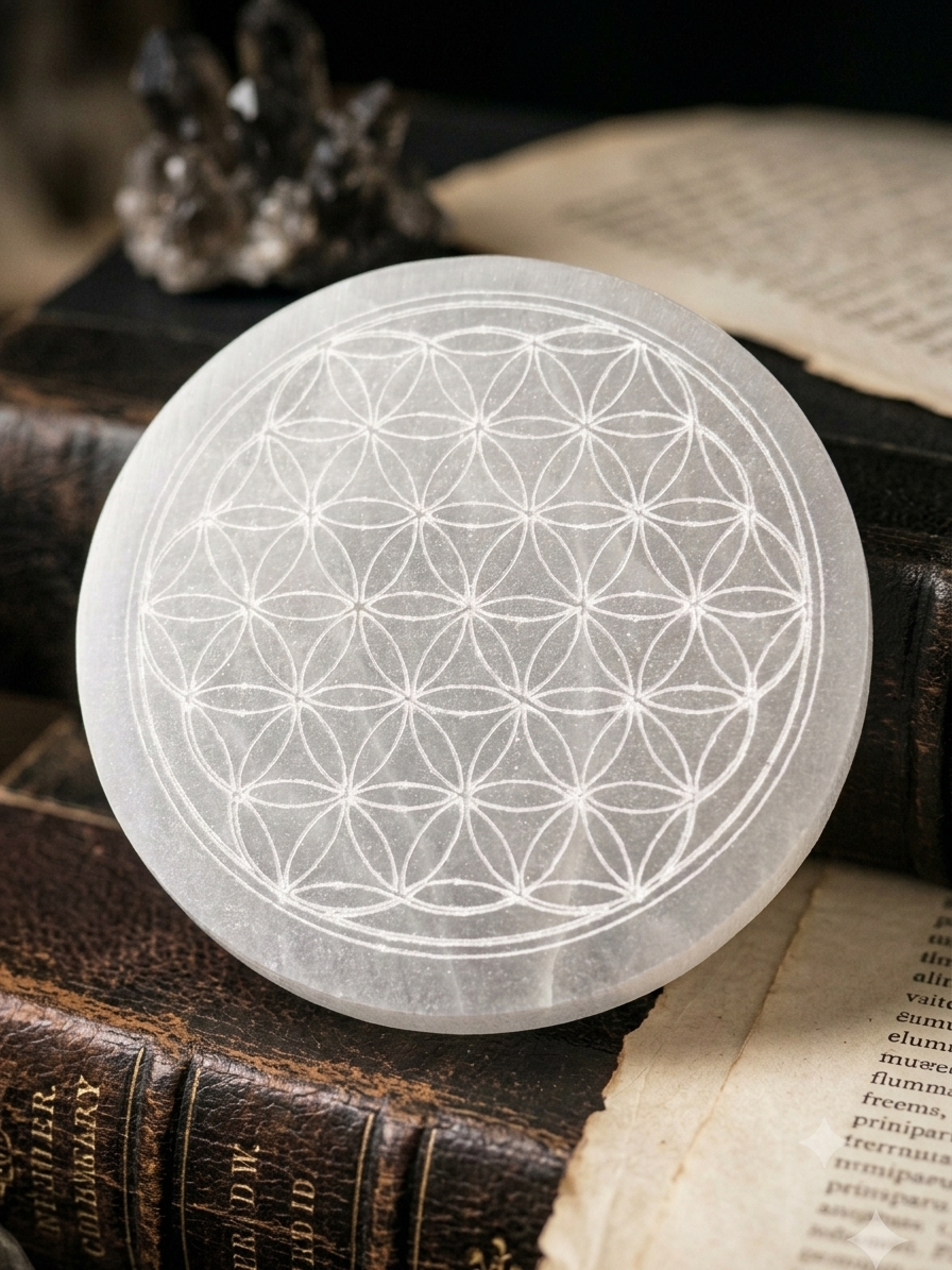 Placa de Selenita Flor de la Vida | Purificación y Armonía
