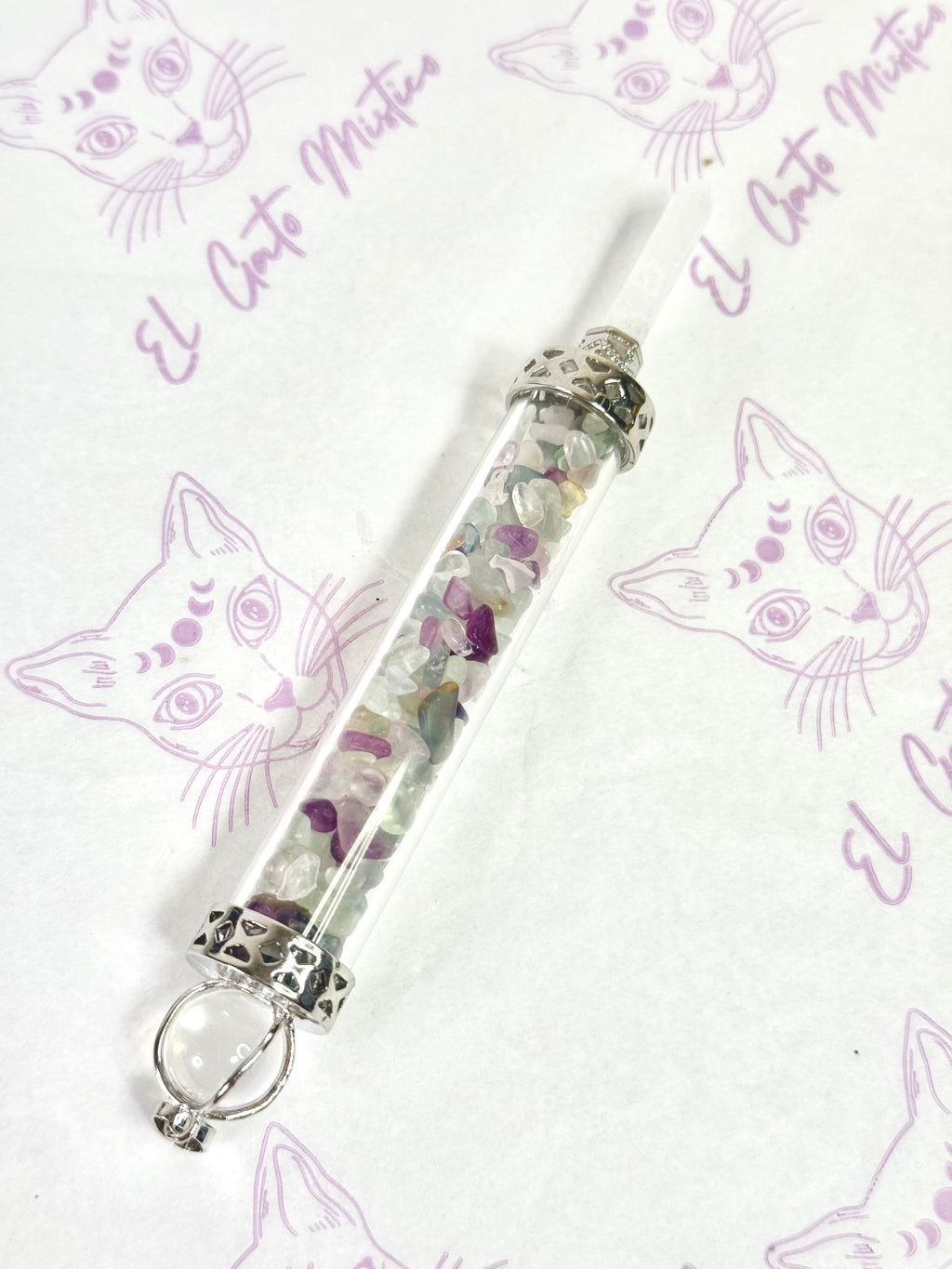 Varita de Poder Fluorita y Cuarzo Cristal