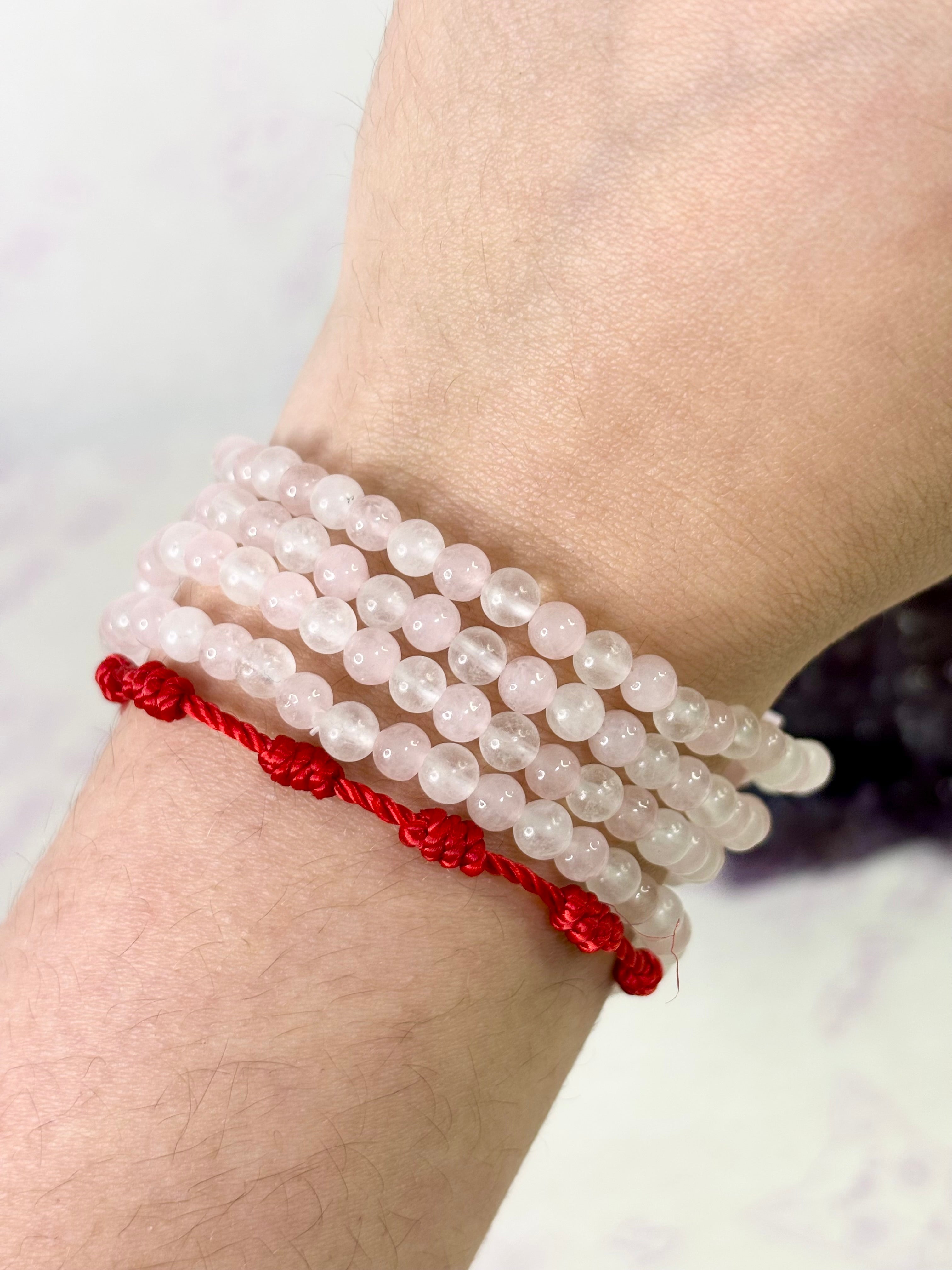 Pulsera Cuarzo rosa y Cuarzo blanco 4mm - Amor y pureza