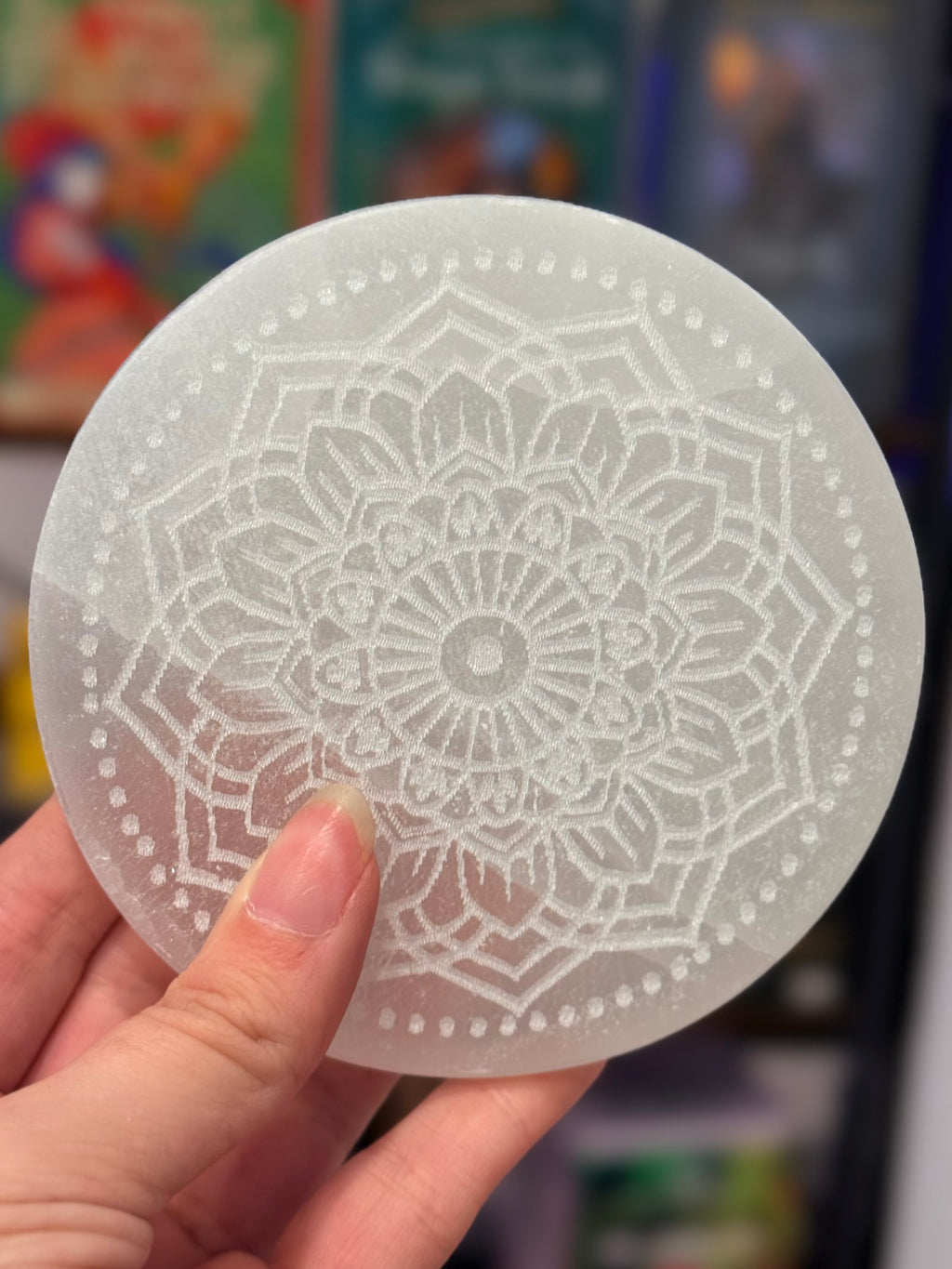 Placa de Selenita Mandala | 10cm