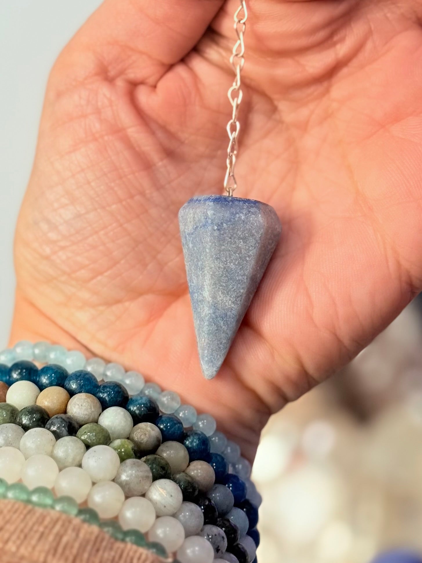 Péndulo facetado Cuarzo Azul | Claridad y Conexión