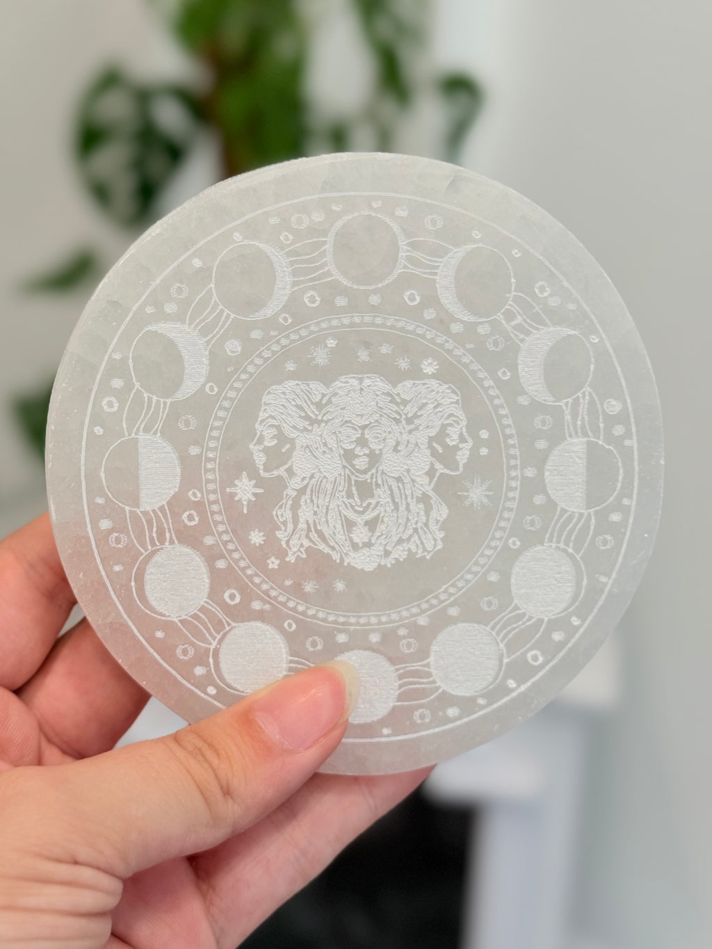 Placa de Selenita Fases Lunares y Triple Diosa | Purificación y Energía Femenina
