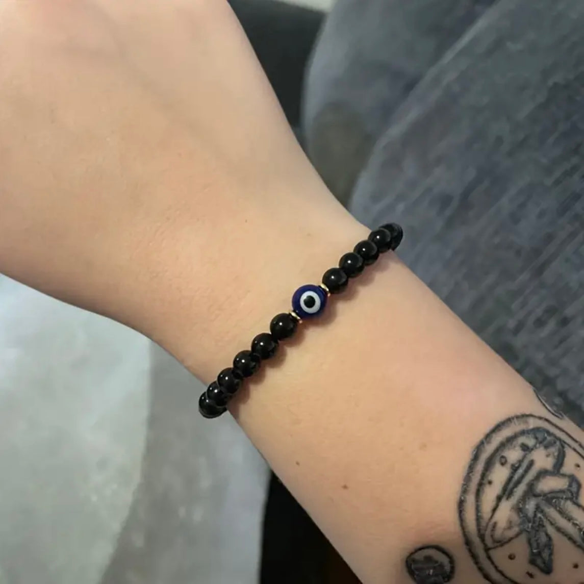 Pulsera de protección Ojo turco y Turmalina negra