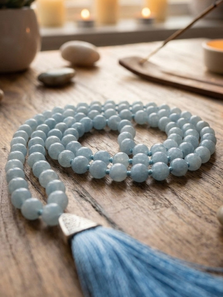 Japa Mala de Cuarzo Azul