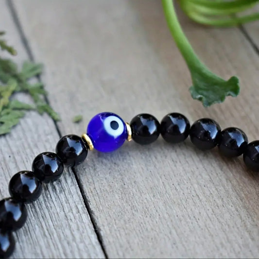 Pulsera de protección Ojo turco y Turmalina negra