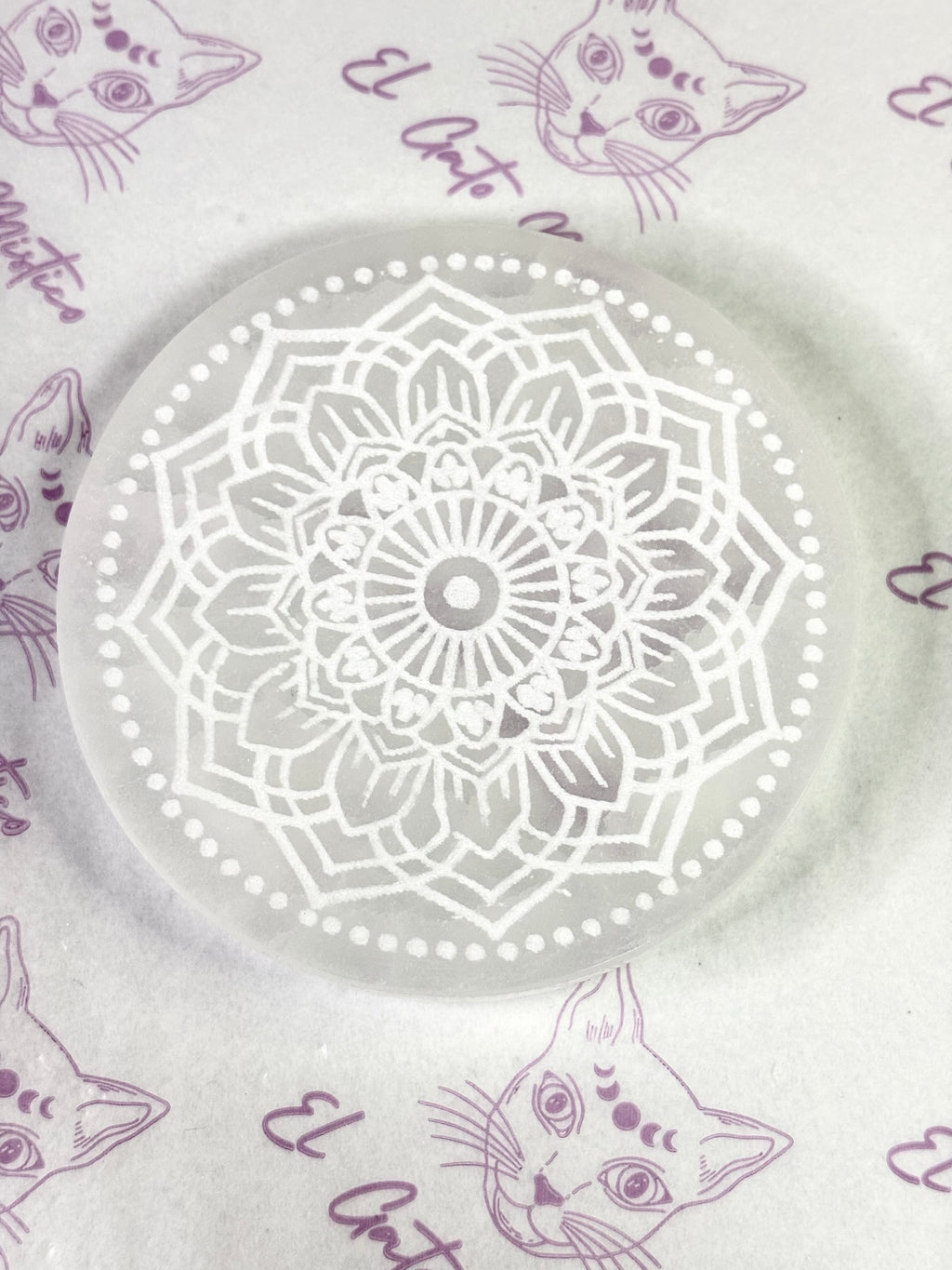 Placa de Selenita Mandala | 10cm