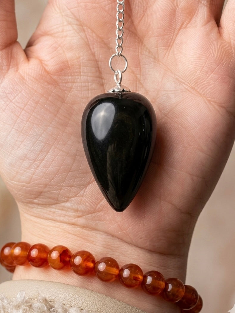 Péndulo gota Obsidiana | Protección Extrema
