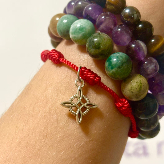 Pulsera Nudo de Bruja 7 Nudos roja