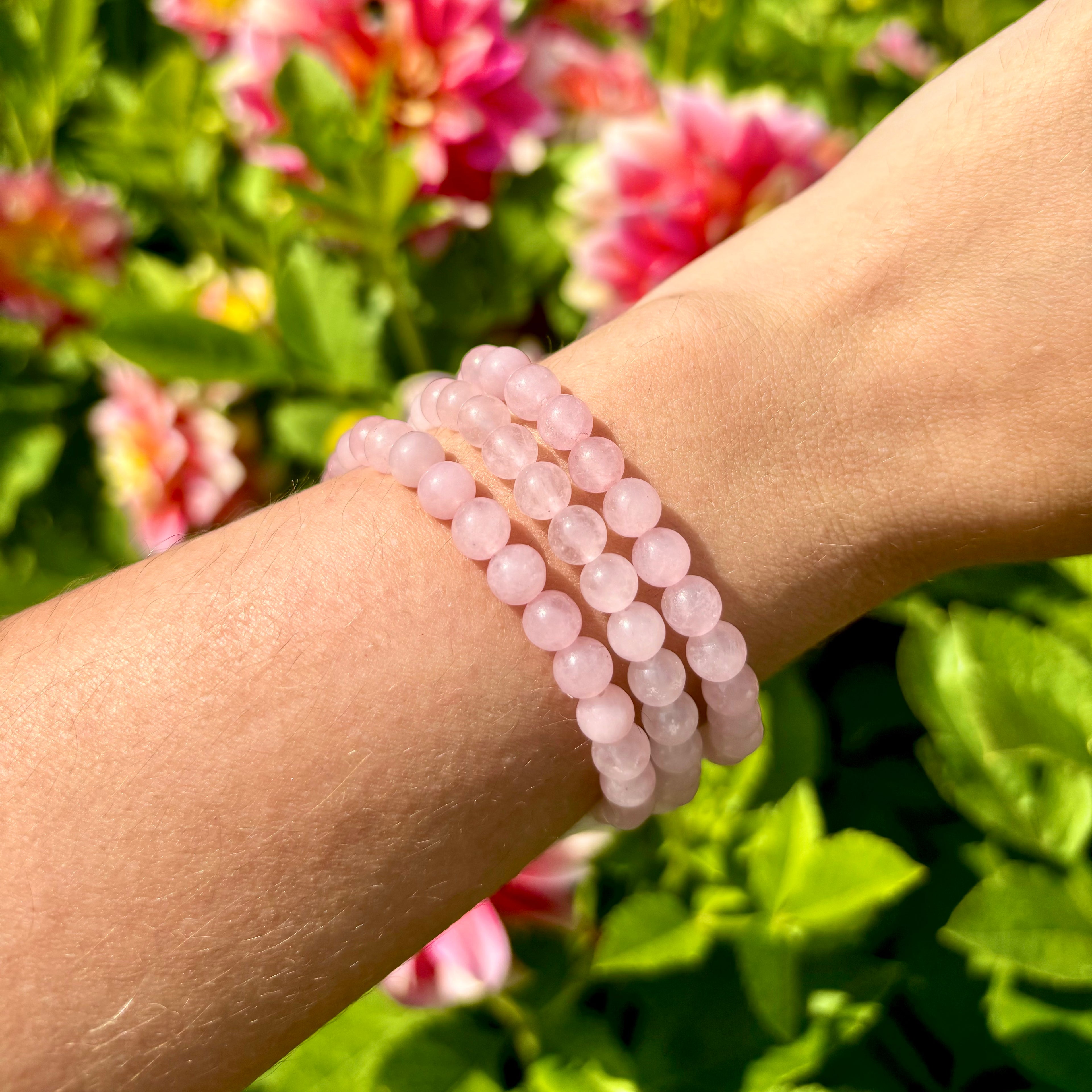 Pulsera Cuarzo Rosa 6mm - Amor y Armonía