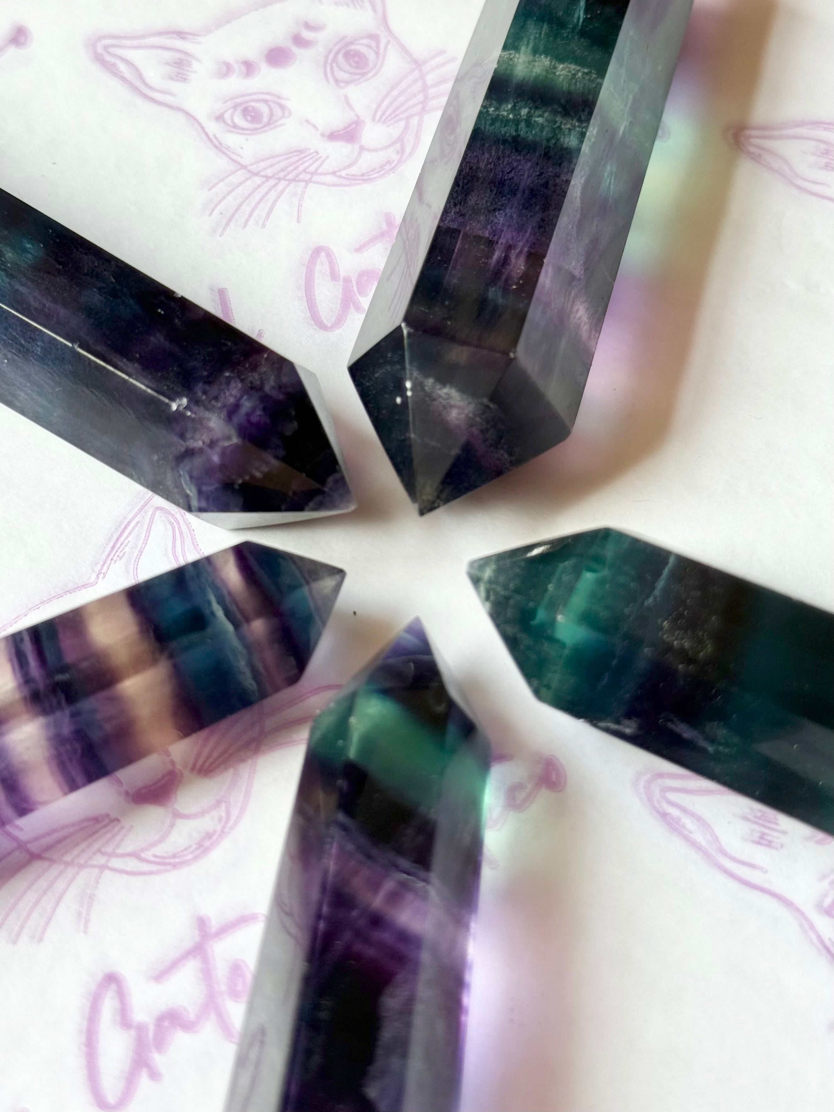 Puntas Pulidas de Fluorita Arco Iris | Protección, Claridad y Equilibrio