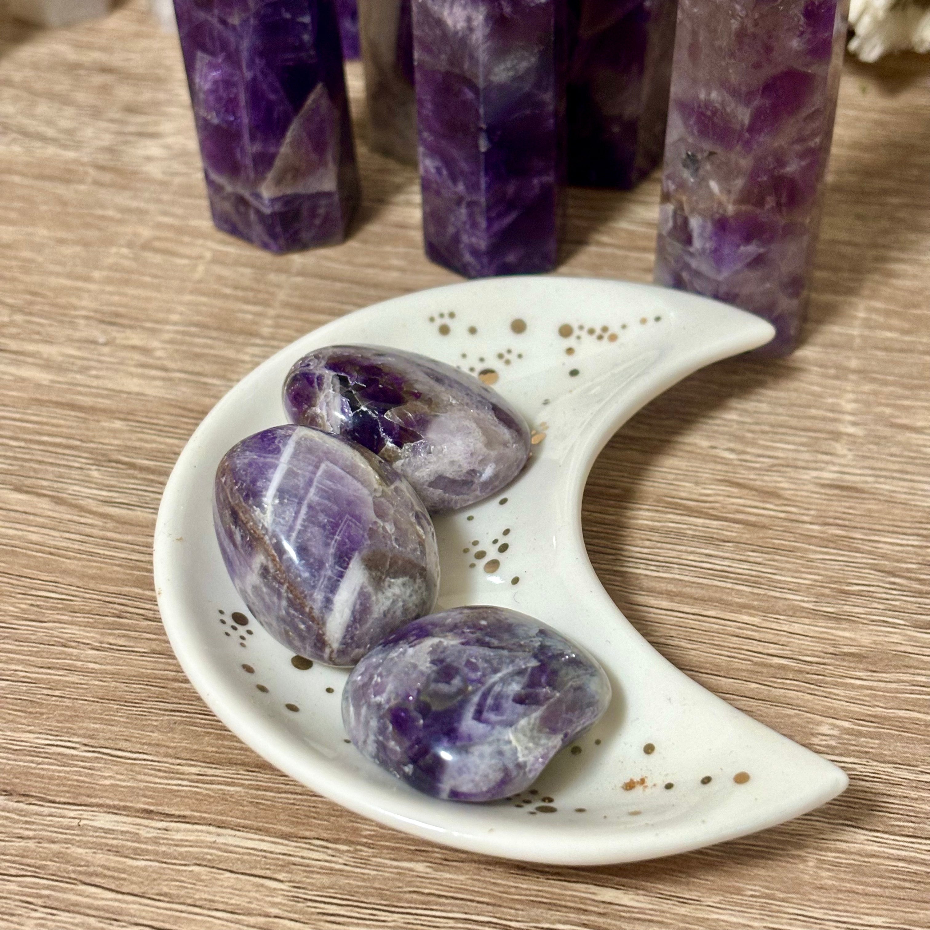 Amethyst Chevron Tumbled Stones