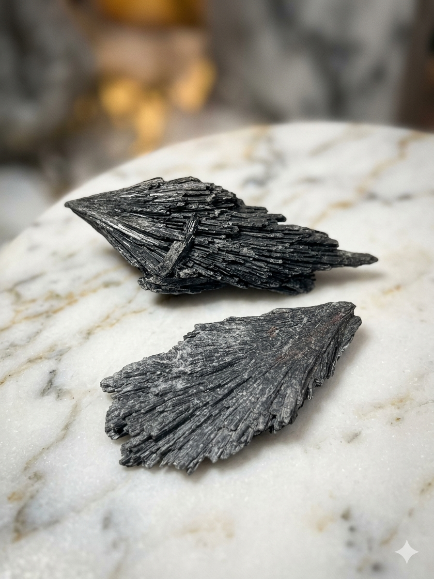 Cianita Negra | Escoba de Bruja | Limpieza Energética y Protección