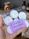 Velas de Té de Cera de Soja Artesanales | Pack de 8