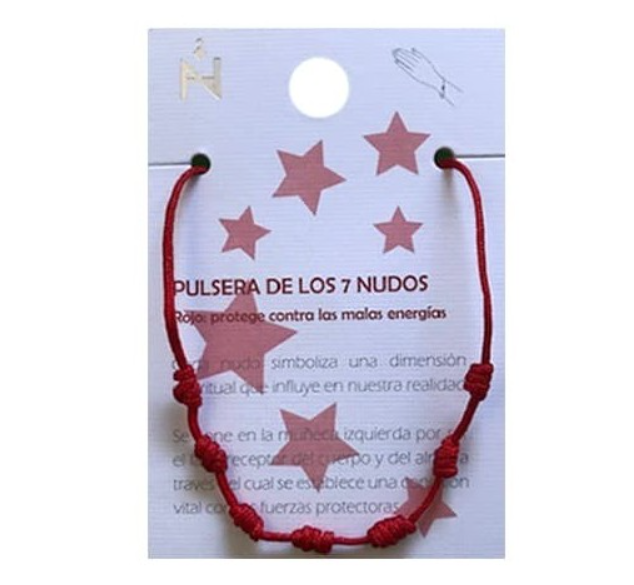 Pulsera protección 7 Nudos Roja