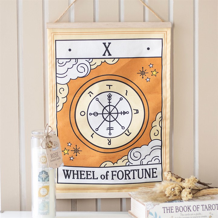 Tapiz de Pared de Carta de La Rueda de la Fortuna Tarot Vintage