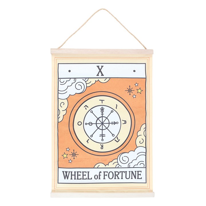 Tapiz de Pared de Carta de La Rueda de la Fortuna Tarot Vintage