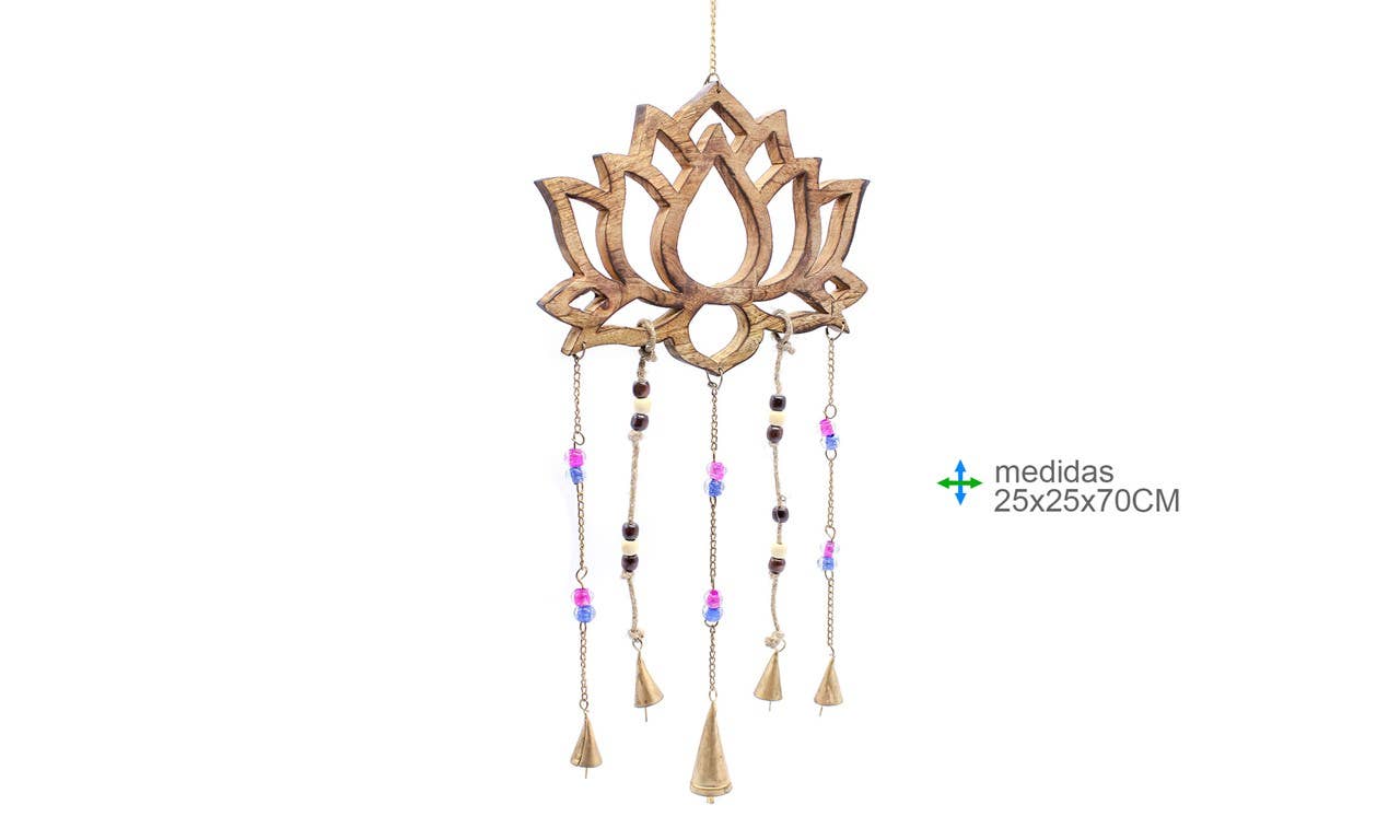 Llamador de Ángeles Flor de Loto Sagrada en madera